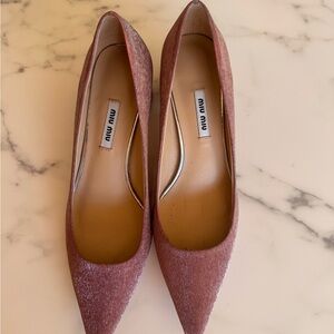 Miu Miu Rose Pink Velvet Pointed Toe Pumps